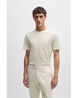 BOSS Cotton-silk T-shirt With A Signature Quilted Effect - White