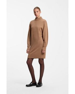 HUGO Oversized-Fit Knitted Dress With Mock Neckline - Natural