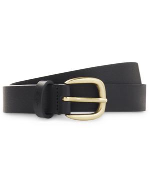 BOSS Italian-Leather Belt With-Tone Buckle - Black