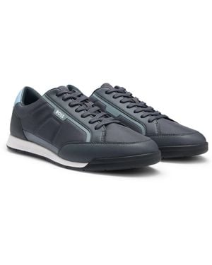 BOSS Mixed-Material Trainers With Contrast Back Tab - Blue