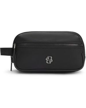 BOSS Twill Washbag With Double B Monogram Hardware - Black