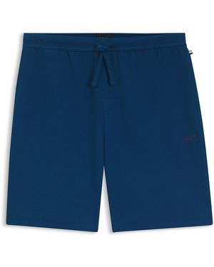 BOSS Shorts De Pijama En Algodón Con Logo Bordado - Azul