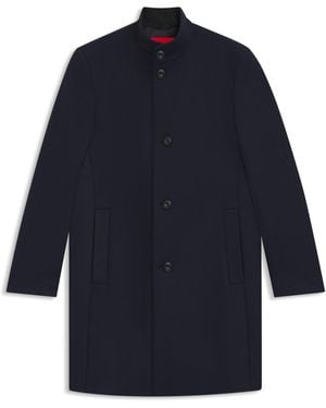 HUGO Regular-Fit Mantel Aus Woll-Mix - Blau