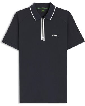 BOSS Slim-Fit Polo Met Ritssluiting - Zwart