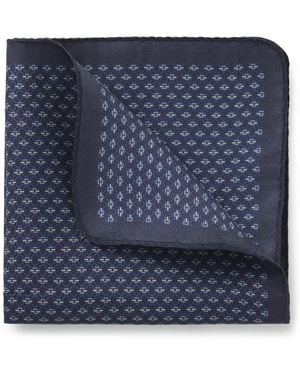 BOSS One Silk Pocket Square With Printed Pattern - Blue