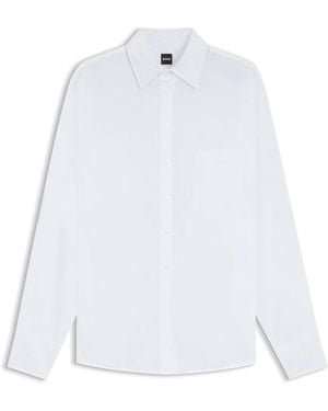 BOSS Oversized-Fit Katoenen Blouse - Wit