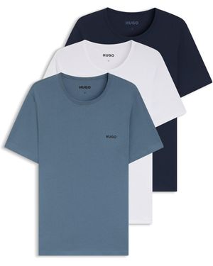 HUGO Three-Pack Of Logo-Print Cotton T-Shirts - Blue