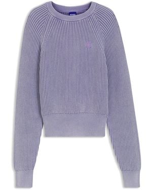 HUGO Strickpullover Aus Baumwolle Mit Happy Logo - Lila