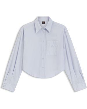 BOSS Oversized-Fit Blouse Van Katoenen Popeline - Wit