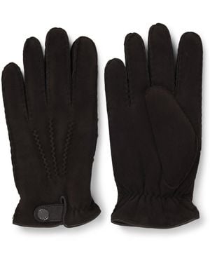 BOSS Sheepskin Gloves With Leather Trims - Black