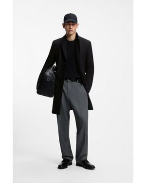HUGO Slim-Fit Coat With Three-Button Closure - Black