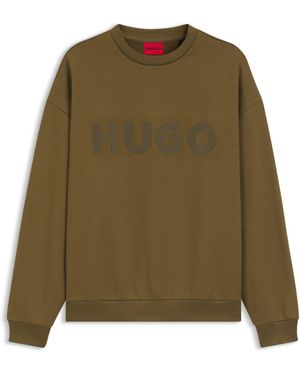 HUGO Oversized Sweatshirt Aus Baumwoll-Terry Mit Logo-Print - Grün