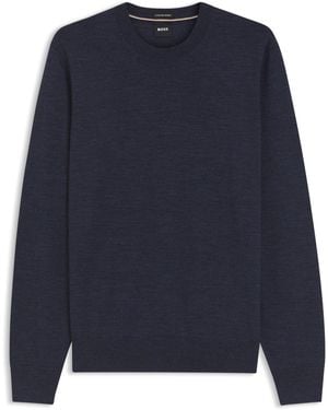 BOSS Regular-Fit Pullover Aus Merinowolle - Blau