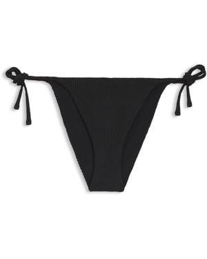 HUGO Tie-Side Bikini Bottoms With Structured Tropical Pattern - Black