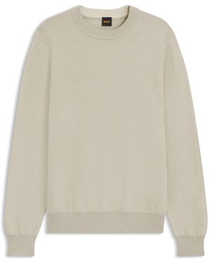 BOSS Cotton-Blend Jumper With Two-Tone Structure - Natural