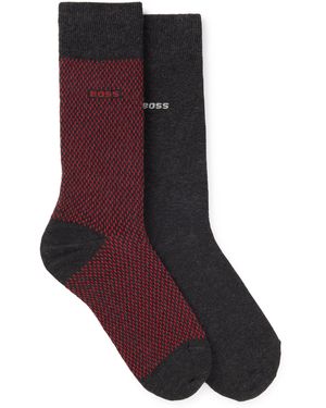 BOSS Two-pack Of Regular-length Socks With Logo Details - Brown