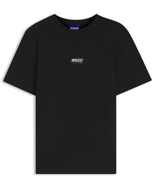 HUGO T-Shirt Van Katoen Met Logoprint - Zwart