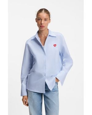 HUGO Patterned Women's Business Blouses Size 4 - Blue