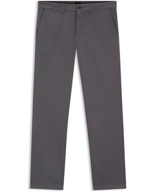 BOSS Pantalones Regular Fit De Satén De Algodón Elástico - Azul