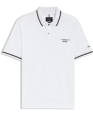 BOSS Porsche X Poloshirt Aus Baumwolle Mit Feuchtigkeitsregulierung - Weiß
