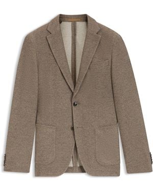 BOSS Slim-Fit Blazer Van Katoen Met Microdessin - Bruin