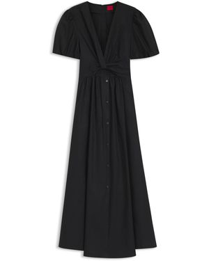 HUGO Vestido Maxi De Algodón Con Parte Delantera Retorcida - Negro