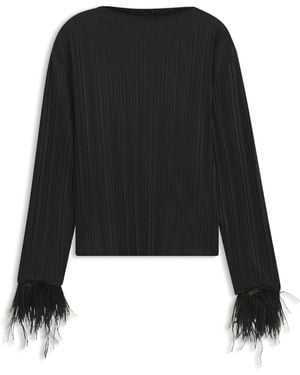 BOSS Slim-Fit Top Met Hoge Hals En Veerdetails - Zwart