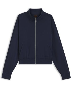 BOSS Felpa Relaxed Fit Con Particolari Piping - Blu
