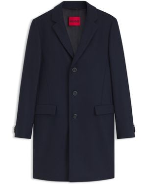 HUGO Slim-Fit Mantel Met Drieknoopssluiting - Blauw