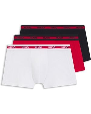 HUGO Three-Pack Of Stretch-Cotton Trunks With Logo Waistbands - Red