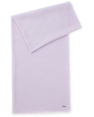 BOSS Lightweight Wool Scarf With Fringed Trims - Purple