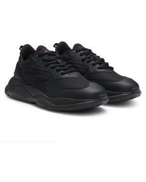 HUGO Logo-Counter Trainers With Canvas-Effect Fabric - Black