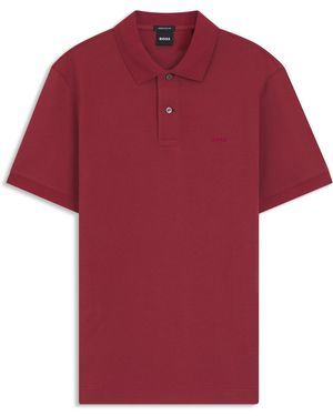 BOSS Pallas Poloshirt Aus Baumwoll-Piqué Mit Logo-Stickerei - Rot