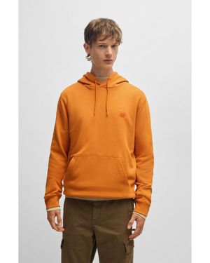 BOSS Cotton-Terry Hoodie With Logo Patch - Orange