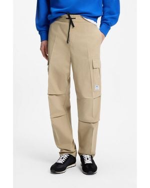 HUGO Relaxed-Fit Cargo Trousers - Natural