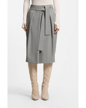 BOSS Pleat-Front Skirt With Belt - Grey