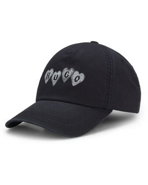 HUGO Cotton-Twill Cap With Heart Branding - Black