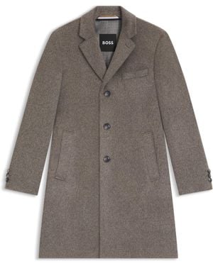 BOSS Slim-Fit Mantel Van Een Alpacamix - Grijs