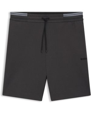 BOSS Short Van Een Katoenmix Met Strepen - Zwart