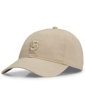 BOSS Cotton Cap With Embroidered Double B Monogram - Natural