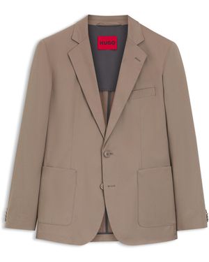HUGO Slim-Fit Jacke Aus Elastischer Baumwolle - Braun