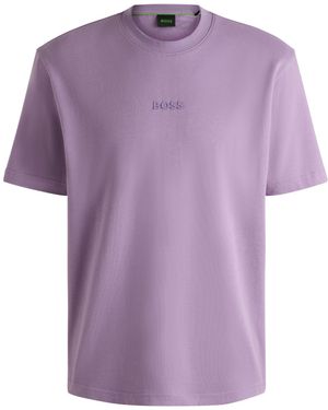 BOSS T-Shirt Aus Baumwoll-Jersey Mit Tonalem Logo - Lila