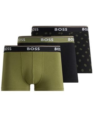 BOSS Three-Pack Of Logo-Waistband Trunks - Green