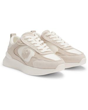 BOSS Sneakers Met Suède Detail En Double B-Monogram - Wit