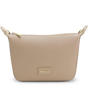 HUGO Grained Faux-Leather Shoulder Bag With-Tone Hardware - White