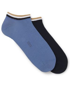 BOSS Two-Pack Of Ankle Socks With Signature-Stripe Cuffs - Blue