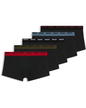 HUGO Five-Pack Of Logo-Waistband Trunks - Black