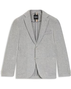 BOSS Blazer Van Een Wolmix Met Microdessin - Grijs