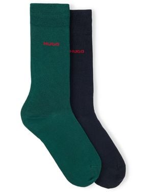 HUGO Two-Pack Cotton-Blend Regular Socks - Green