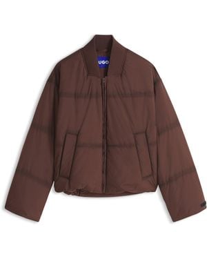 HUGO Oversized-Fit Gewatteerde Jas Met Naaddetails - Bruin